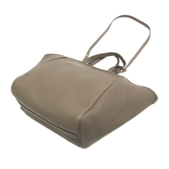 CELINE Small Fold Cabas 194073 Leather Handbag Shoulder Bag Gray Brown - Picture 2 of 16